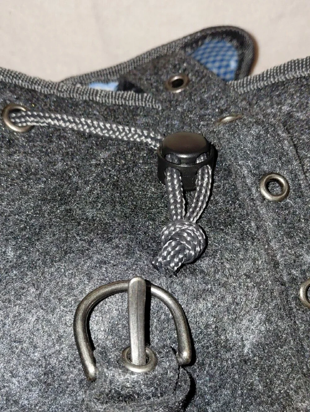 Dallmayr Dark Grey Waterproof Lined Felt Backpack W/ Blue Gingham Lining